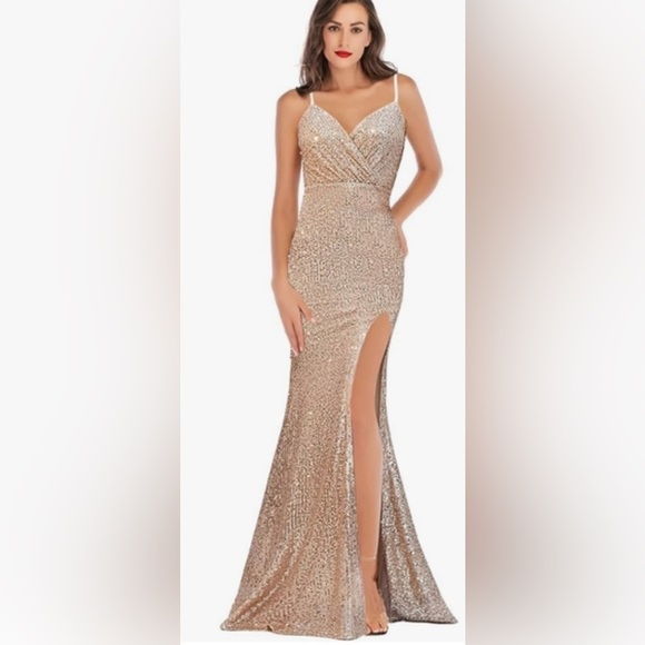 A ARFAR Prom Dress for Women Sphagetti Strap Sequin Party Dress Size XL - Picture 2 of 4